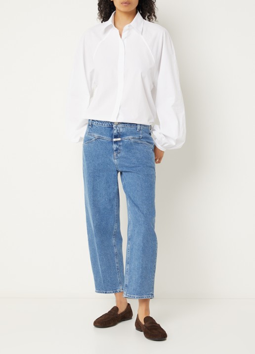 CLOSED Blouse met ballonmouw - voorkant 3 wit