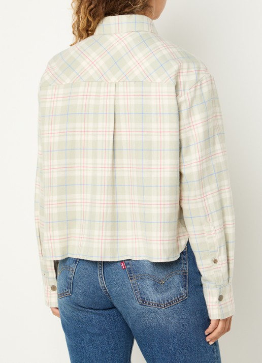 CLOSED Blouse met ruitdessin - achterkant lichtgroen
