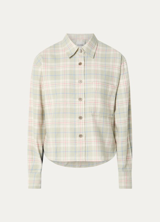CLOSED Blouse met ruitdessin - voorkant 3 lichtgroen