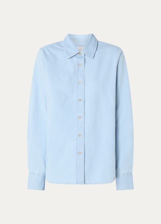 CLOSED Blouse van chambray  - voorkant 3 lichtblauw