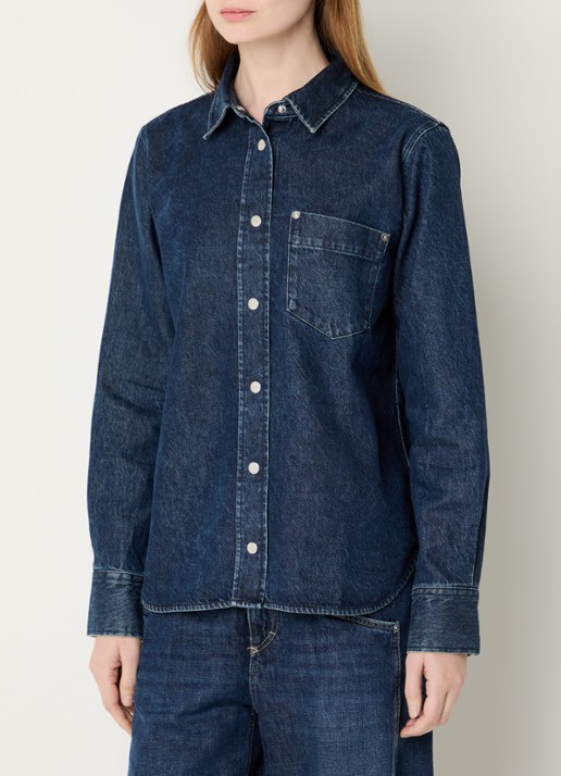 CLOSED Blouse van denim met borstzak