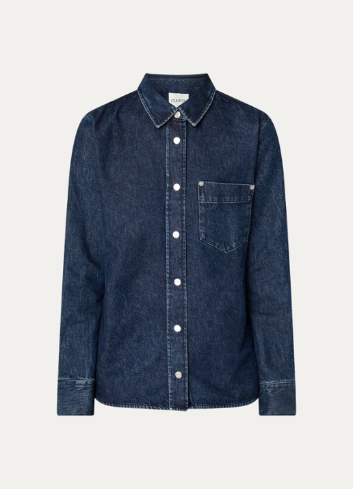 CLOSED Blouse van denim met borstzak - voorkant 2 indigo
