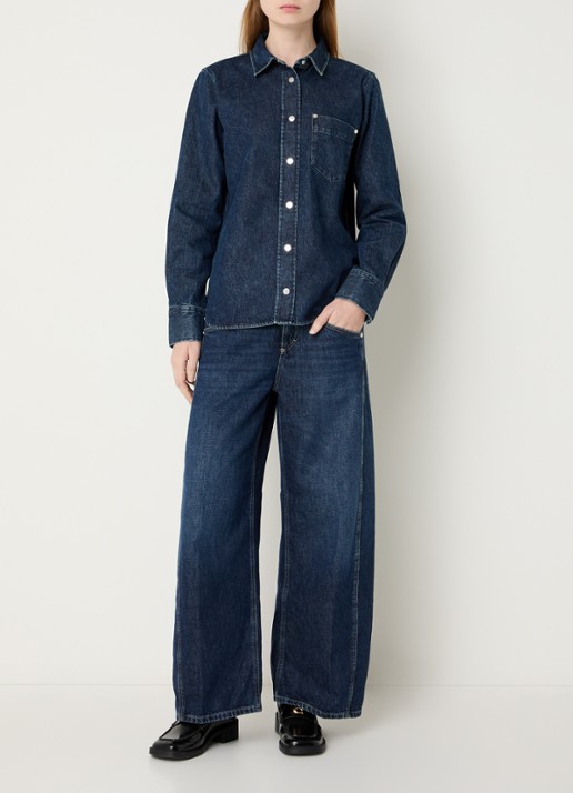 CLOSED Blouse van denim met borstzak - voorkant 3 indigo