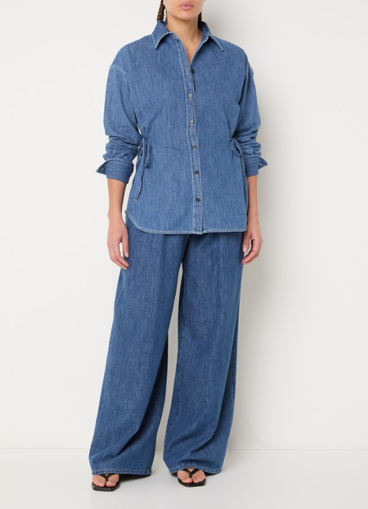 CLOSED Blouse van denim met ceintuur - voorkant 2 indigo
