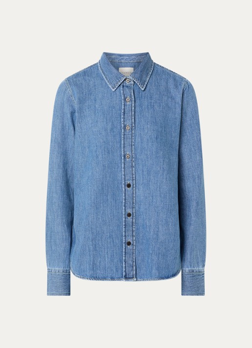 CLOSED Blouse van denim - voorkant blauw