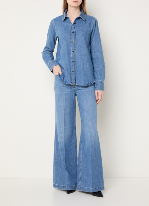 CLOSED Blouse van denim - voorkant 2 blauw