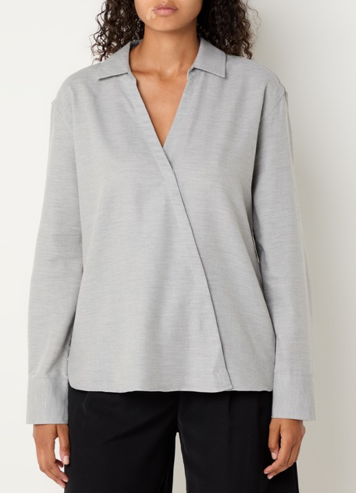 CLOSED Blouse van kasjmier met asymmetrische zoom