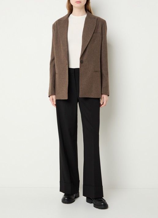 CLOSED Contemporary blazer in scheerwolblend met opgestikte zakken - voorkant 3 bruin