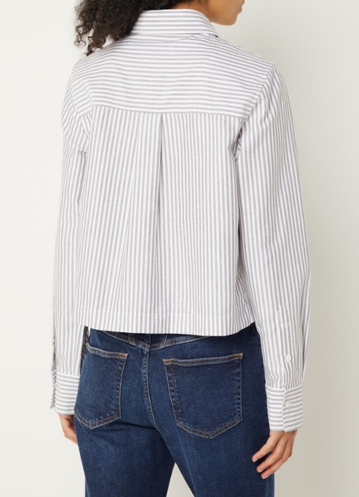 CLOSED Cropped blouse met streepprint - achterkant 2 bruin