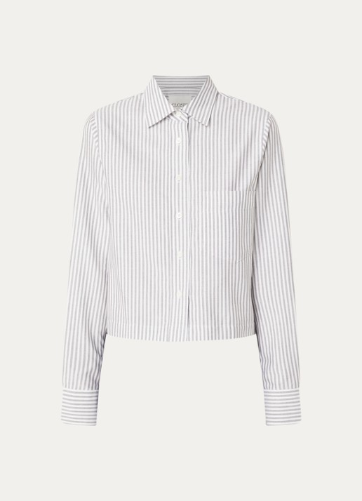 CLOSED Cropped blouse met streepprint - voorkant 3 bruin