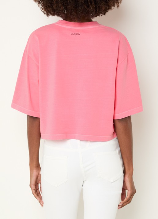 CLOSED Cropped T-shirt met print - achterkant 4 roze