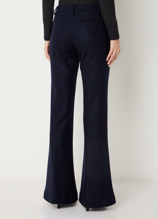CLOSED Denair mid waist flared fit pantalon van wol met persplooi - achterkant donkerblauw