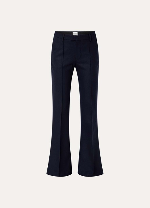 CLOSED Denair mid waist flared fit pantalon van wol met persplooi - voorkant 3 donkerblauw