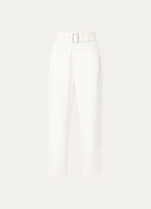 CLOSED Deni-X high waist loose fit jeans met ceintuur - voorkant 2 ivoor