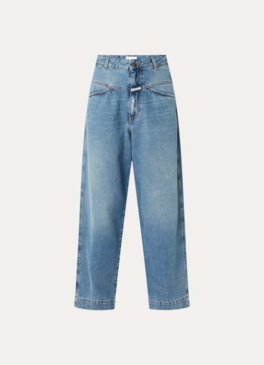 CLOSED Deni-X high waist wide leg jeans met lichte wassing - voorkant 3 indigo