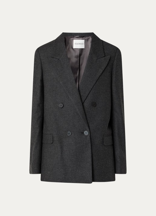 CLOSED Double-breasted blazer in wolblend - voorkant antraciet