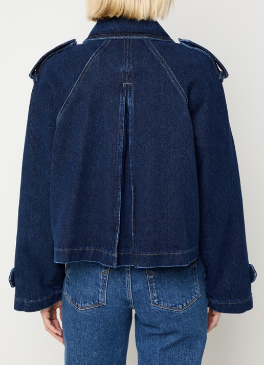 CLOSED Double-breasted trenchcoat van denim - achterkant indigo