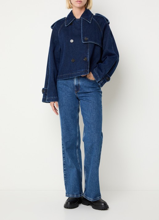 CLOSED Double-breasted trenchcoat van denim - voorkant 3 indigo