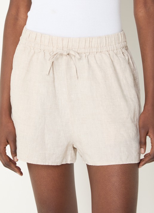 CLOSED Elasticated high waist wide fit korte broek van linnen