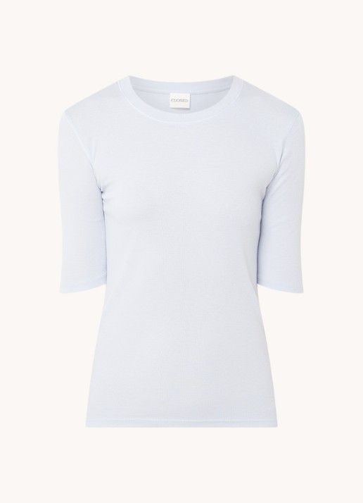 CLOSED Fijngebreid T-shirt van jersey - voorkant 3 lichtblauw