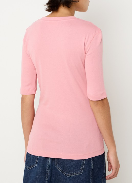 CLOSED Fijngebreid T-shirt van jersey - achterkant 3 roze