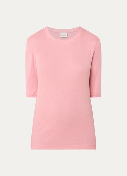 CLOSED Fijngebreid T-shirt van jersey - voorkant roze