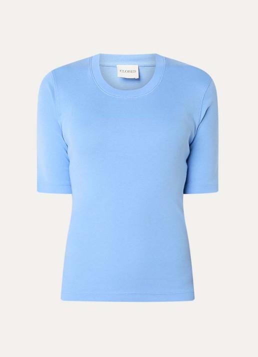 CLOSED Fijngebreid T-shirt van jersey - voorkant 2 blauw