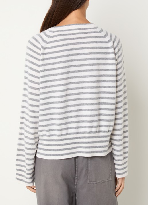 CLOSED Fijngebreide pullover van kasjmier met streepprint - achterkant lichtgrijs