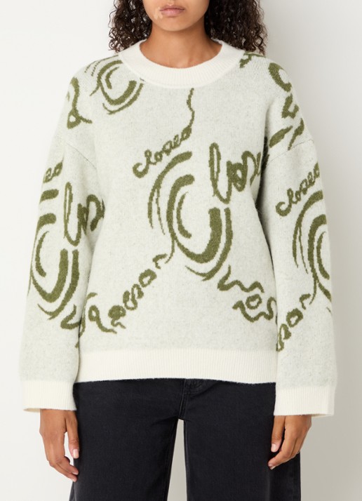 CLOSED Fijngebreide trui in alpaca wolblend met ingebreide logoprint