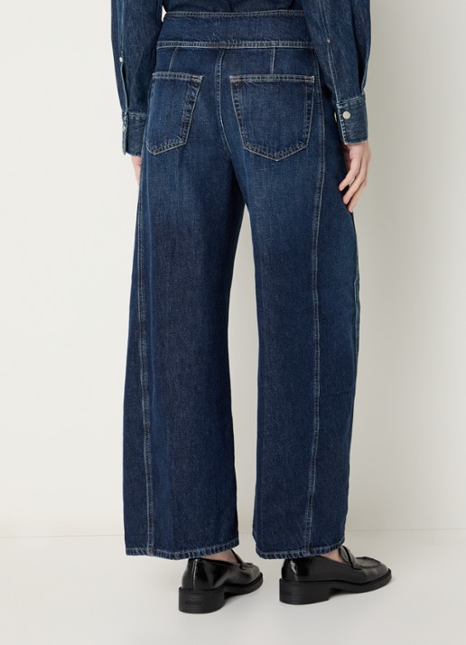 CLOSED Floui-X high waist wide leg jeans met donkere wassing en ceintuur - achterkant indigo