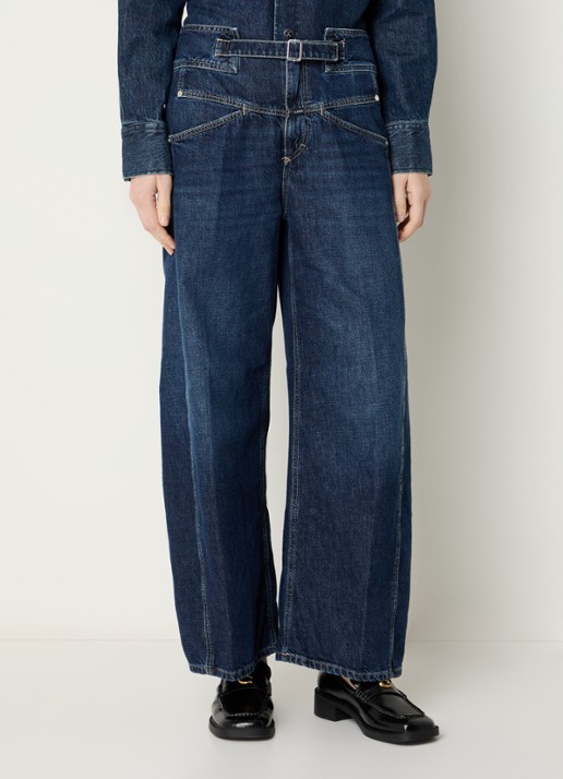 CLOSED Floui-X high waist wide leg jeans met donkere wassing en ceintuur