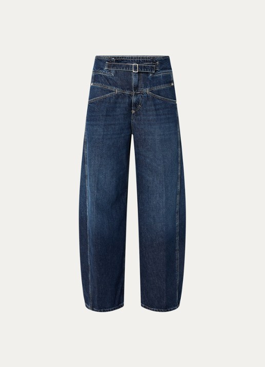 CLOSED Floui-X high waist wide leg jeans met donkere wassing en ceintuur - voorkant 2 indigo