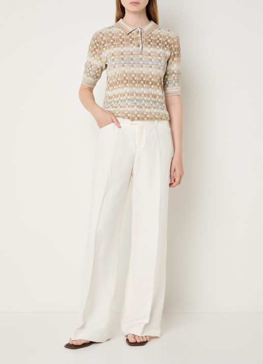 CLOSED Flye high waist straight fit broek met steekzakken - voorkant 5 gebroken wit