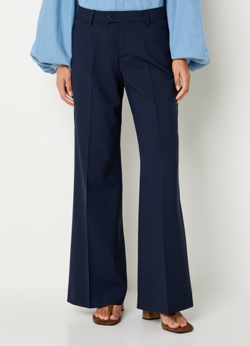 CLOSED Flye low waist flared fit pantalon in wolblend met klepzakken