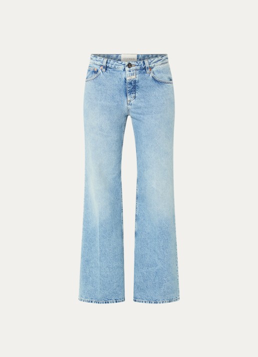 CLOSED Gillan low waist flared jeans met lichte wassing  - voorkant lichtblauw