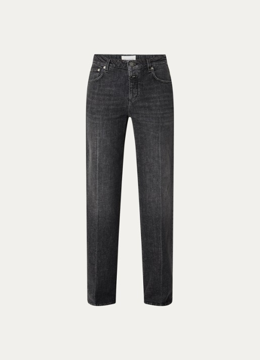 CLOSED Gillan mid waist straight leg jeans met gekleurde wassing - voorkant 2 donkergrijs