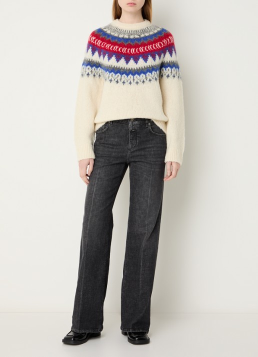 CLOSED Gillan mid waist straight leg jeans met gekleurde wassing - voorkant 3 donkergrijs