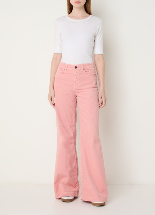 CLOSED Glow Up broek van corduroy met steekvakken - voorkant 2 zalmroze