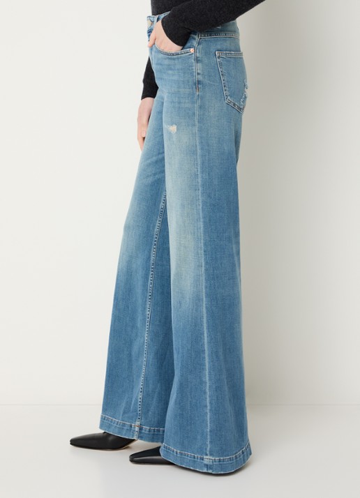 CLOSED Glow Up high waist flared jeans met lichte wassing - detail 2 indigo