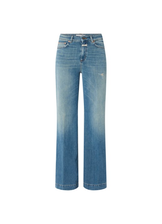 CLOSED Glow Up high waist flared jeans met lichte wassing - voorkant 3 indigo