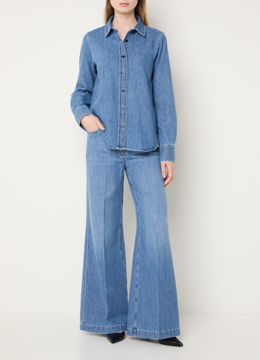 CLOSED Glow Up high waist flared jeans met medium wassing - voorkant 4 blauw