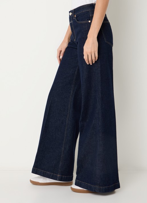 CLOSED Glow Up high waist wide leg jeans met donkere wassing - detail 2 indigo