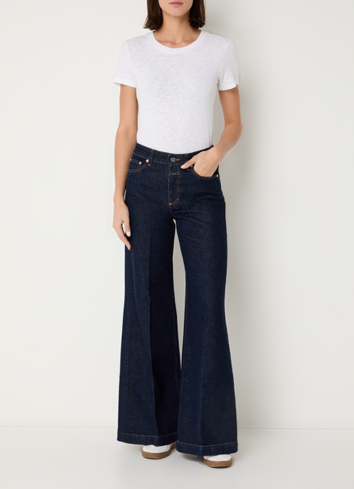 CLOSED Glow Up high waist wide leg jeans met donkere wassing - voorkant 5 indigo