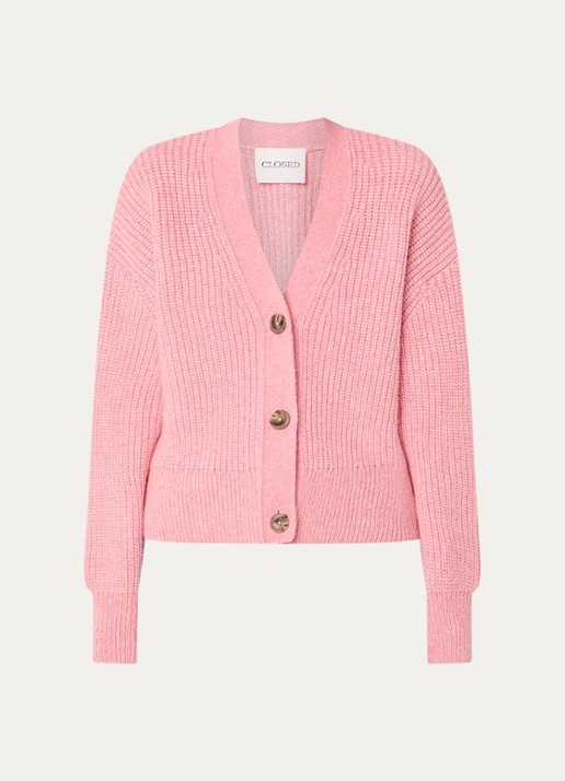 CLOSED Grofgebreid vest in alpaca wolblend - voorkant 2 roze
