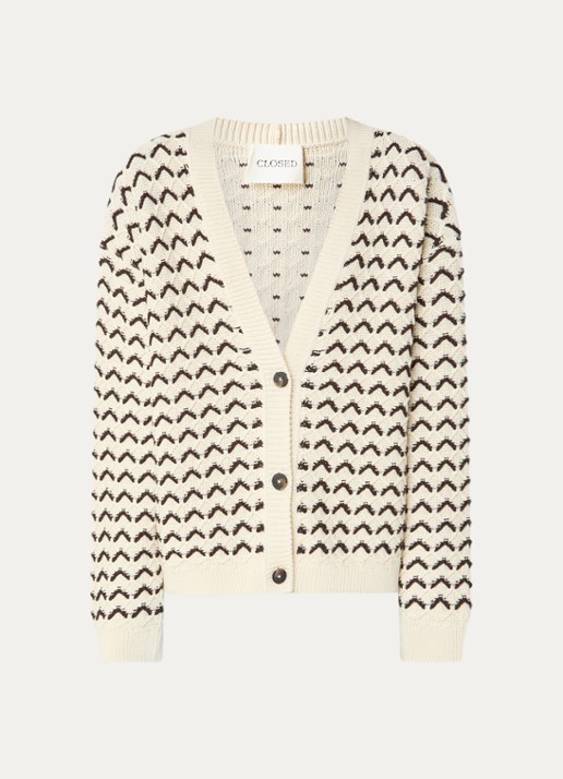 CLOSED Grofgebreid vest met ingebreid patroon                                                                                                                                                                                                                           - voorkant 3 creme