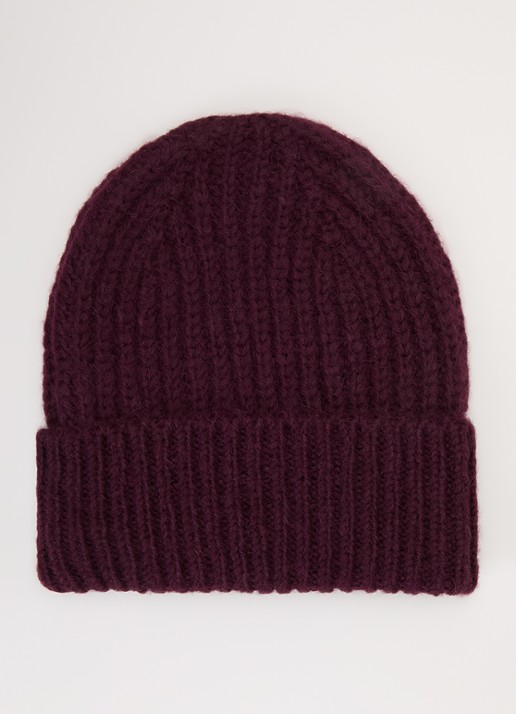 CLOSED Grofgebreide muts in alpaca wolblend - voorkant bordeauxrood
