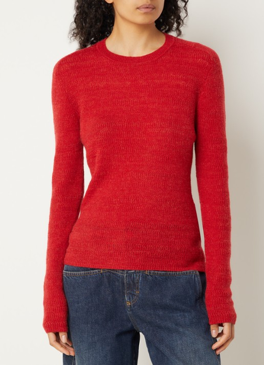 CLOSED Grofgebreide pullover in alpaca wolblend - detail rood