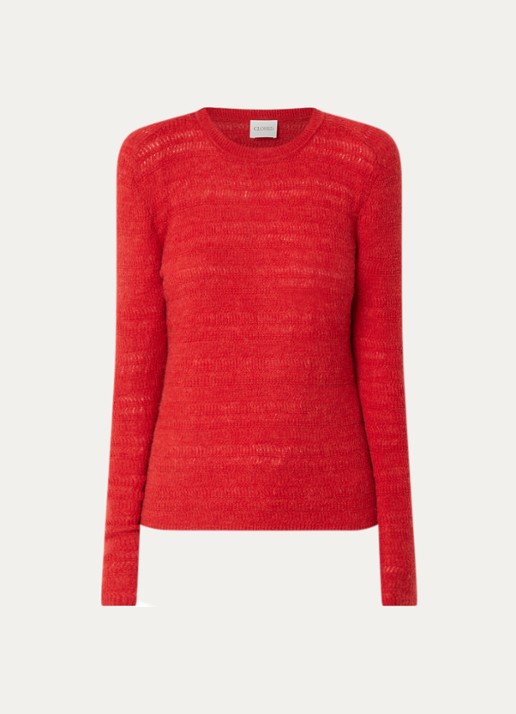 CLOSED Grofgebreide pullover in alpaca wolblend - voorkant 3 rood