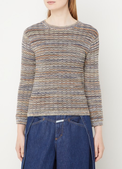 CLOSED Grofgebreide pullover met structuur - detail donkergrijs