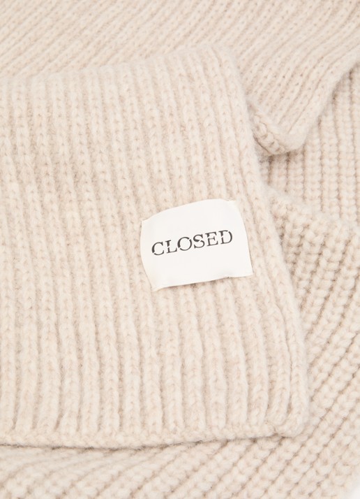 CLOSED Grofgebreide sjaal in alpaca wolblend 190 x 30 cm  - detail 2 beige